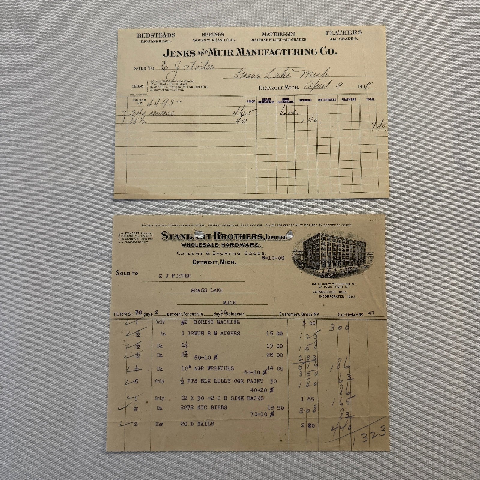 Antique Document Receipt Invoice Lot Farm Equipment Hardware Buggy Furniture 25+
