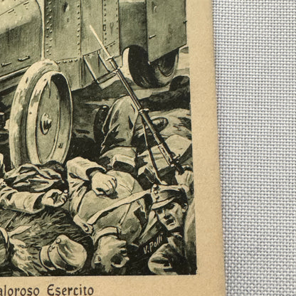 Vintage Italian Military Vehicle Early Tank Postcard Post Card