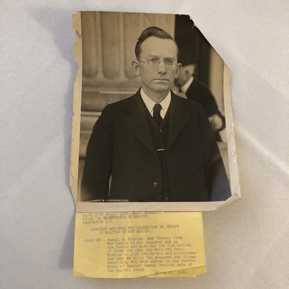 Press Photo Photograph Samuel G Bratton 1925 Only Red Headed Senator Underwood