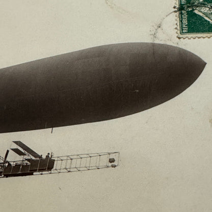 Vintage Zeppelin Airship Dirigible Real Photo Postcard RPPC French Le Temps