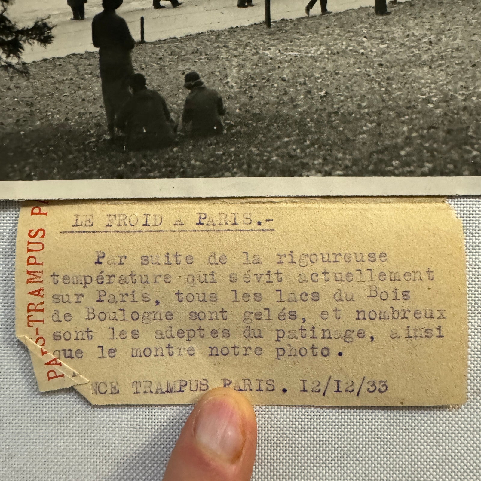 Paris Ice Skating Bais de Boulogne Press Photo Photograph Agence Trampus 1934