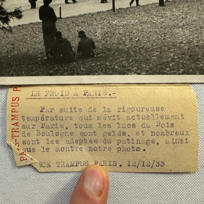 Paris Ice Skating Bais de Boulogne Press Photo Photograph Agence Trampus 1934