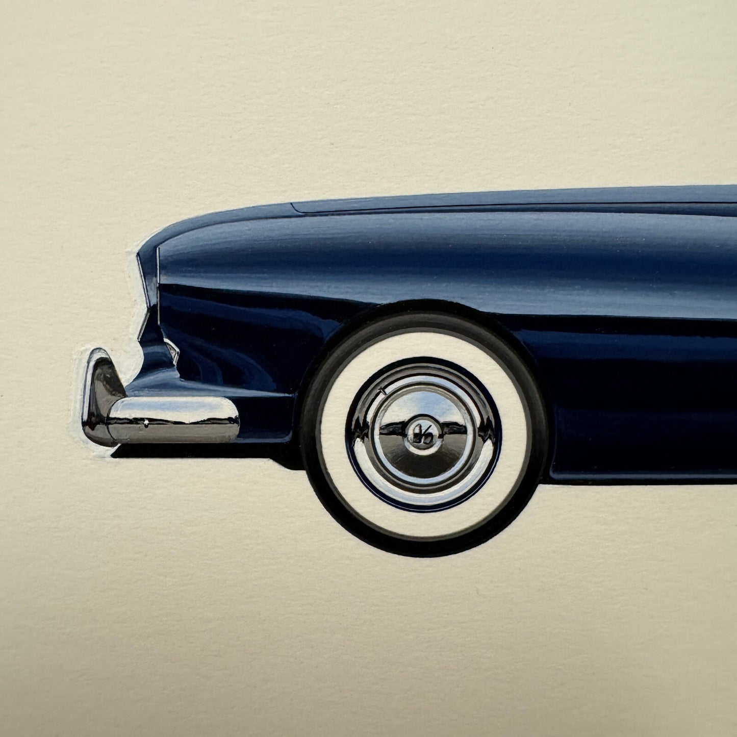 1954 Kaiser Darrin 161 Roadster Automobile Illustration Art Drawing Hand Drawn