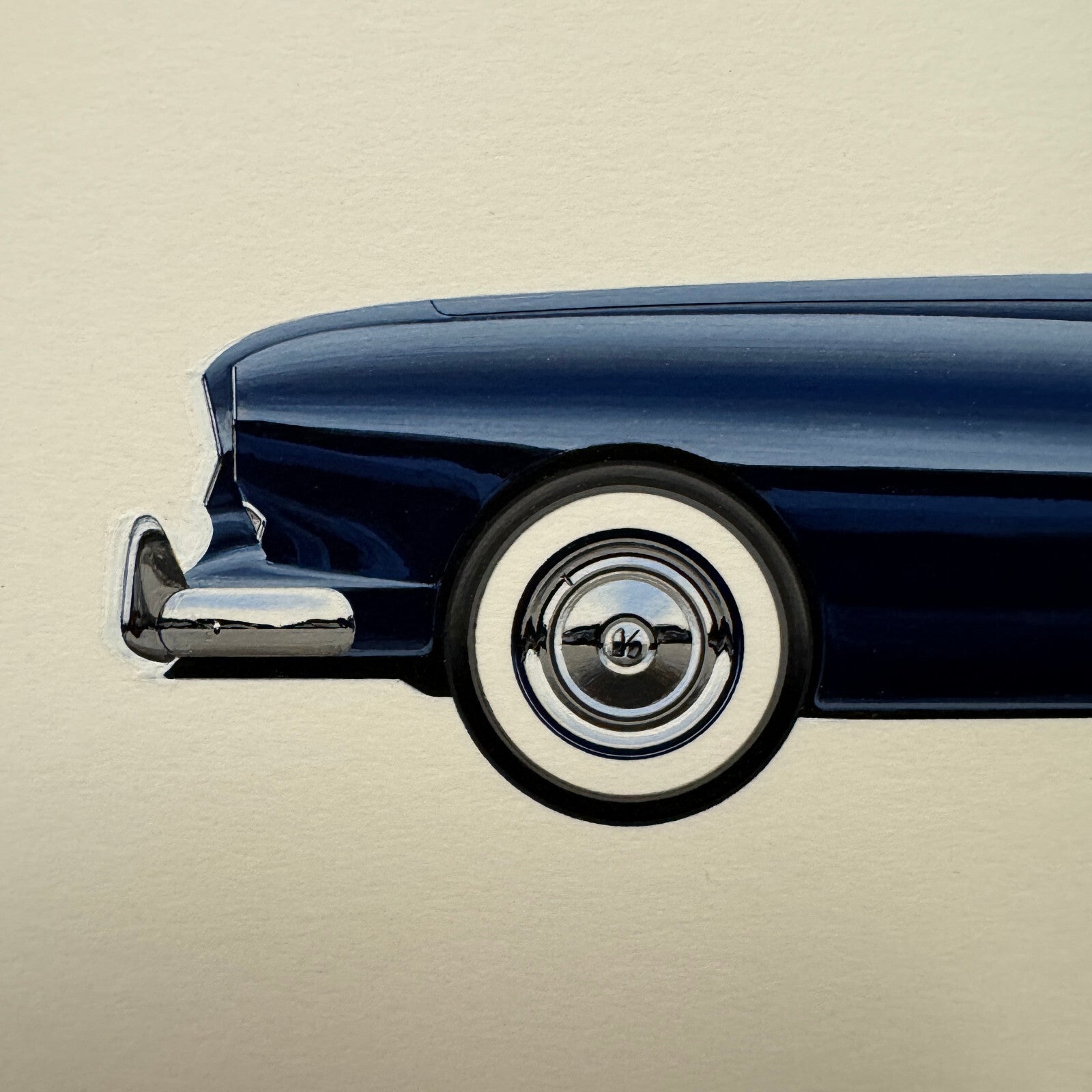 1954 Kaiser Darrin 161 Roadster Automobile Illustration Art Drawing Hand Drawn