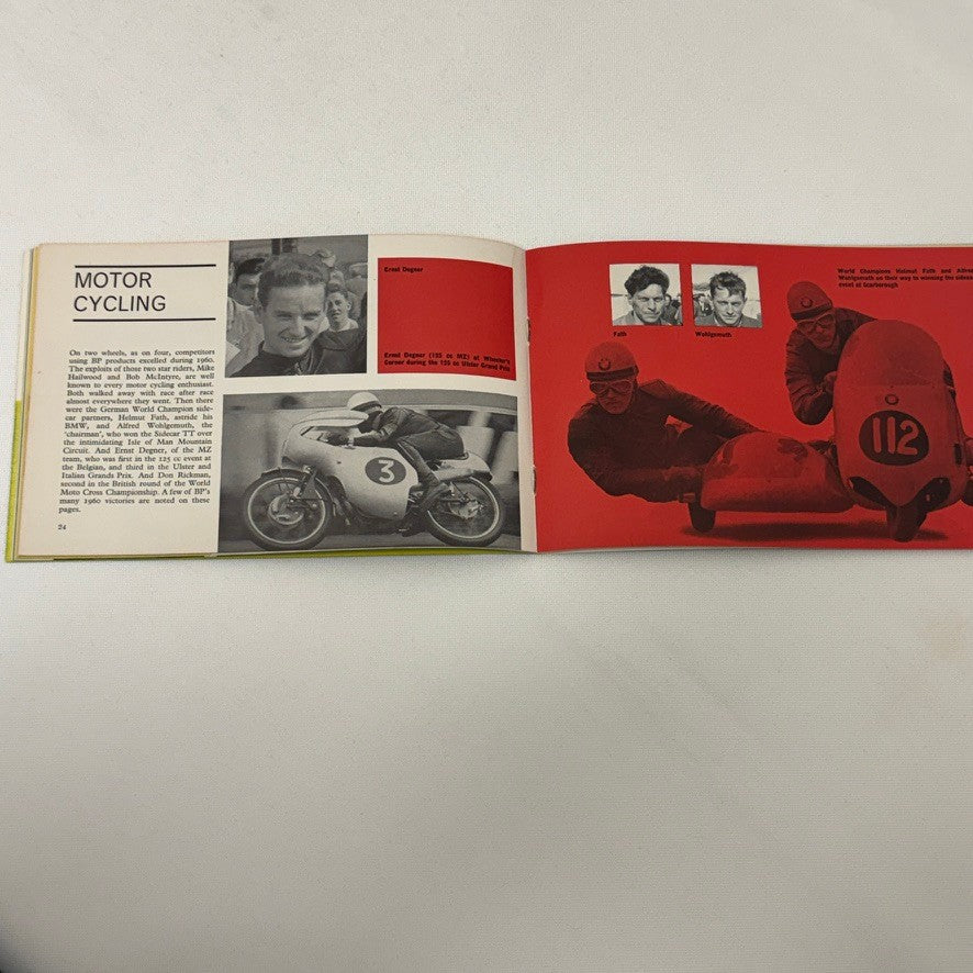1960 BP Racing Brochure Grand Prix Formula 2 Stirling Moss Mike Hailwood Bike +