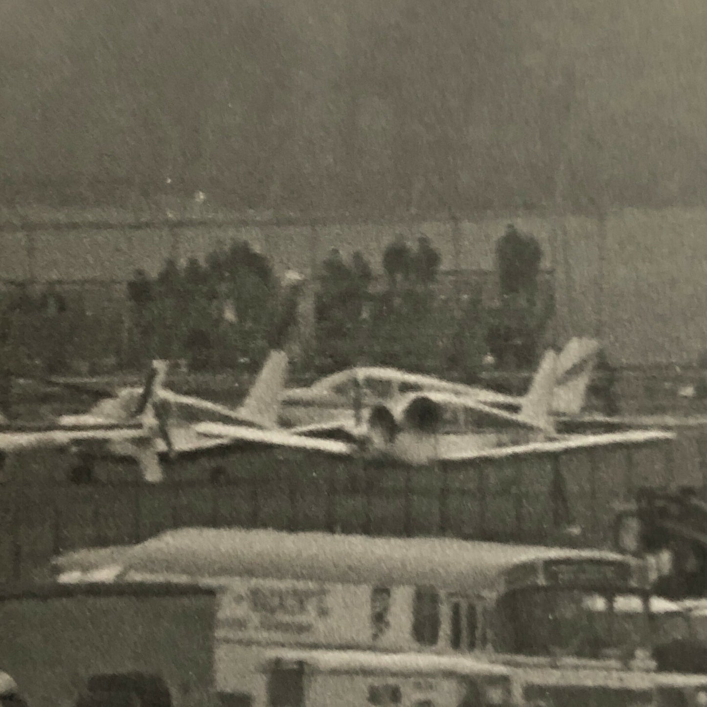 Vintage Racing Car Photo Photograph Print - Aircraft Planes in Background 