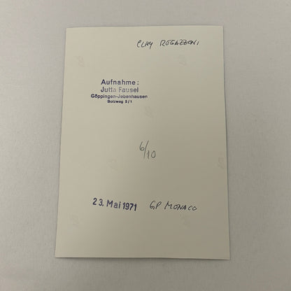 Vintage Racing Photo 1971 Monaco Grand Prix Race Clay Regazzoni Motorsport