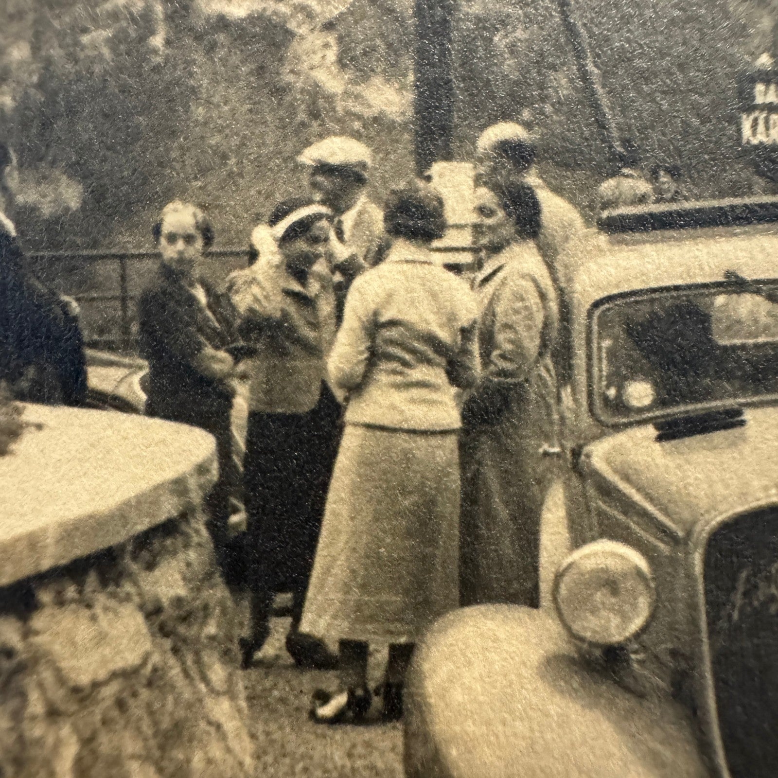 Vintage Photograph Photo Print People with Car Automobile European