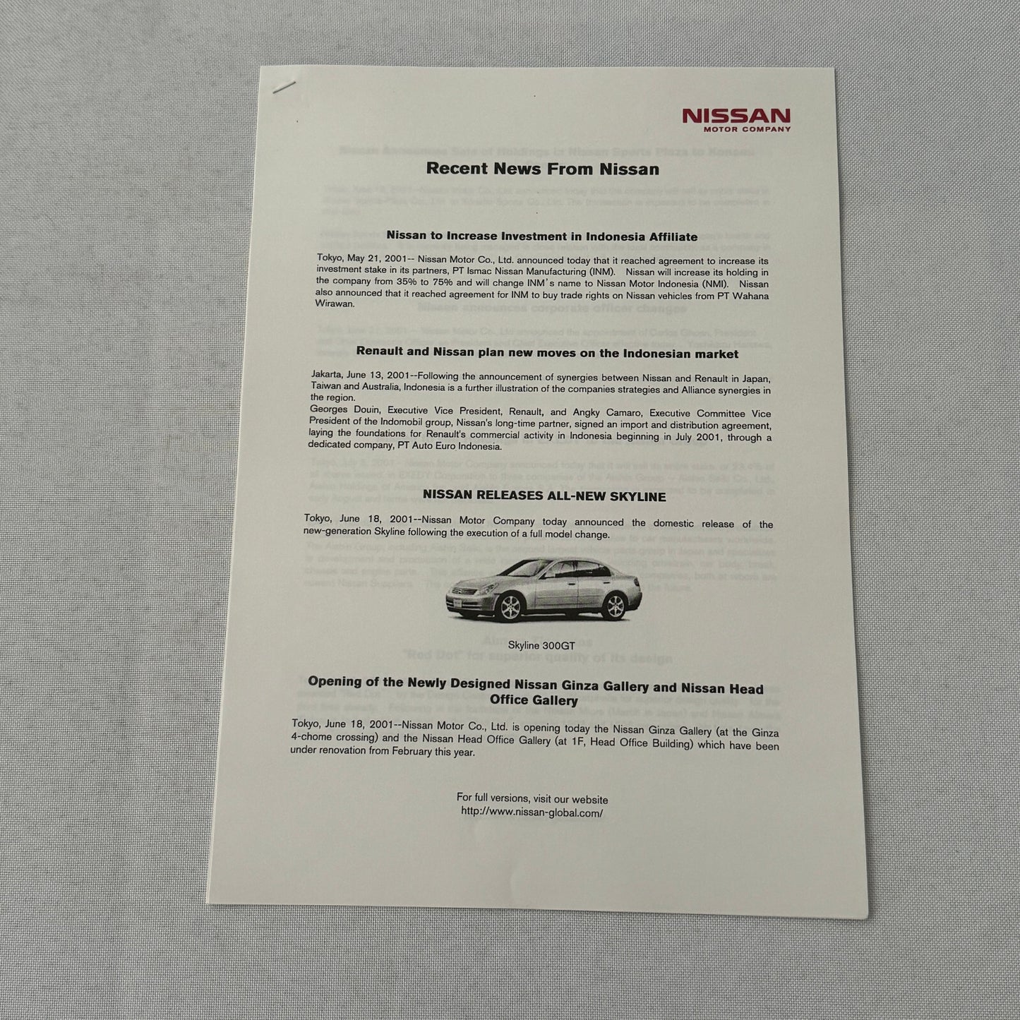 Nissan Tokyo Motor Show Concept Car Press KIt Brochure with CD Fairlady Z Nails