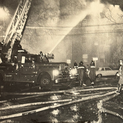 Firefighting Fire Fighter Fire Photo Photograph Print Vintage Fire Truck