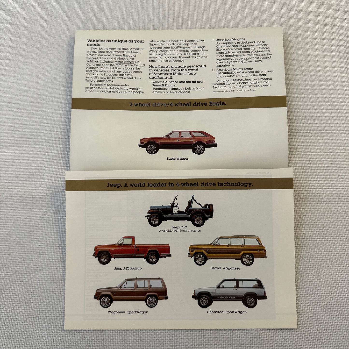 American Motors Jeep and Renault Sales Brochure Catalog Eagle CJ-7 Wagoneer +