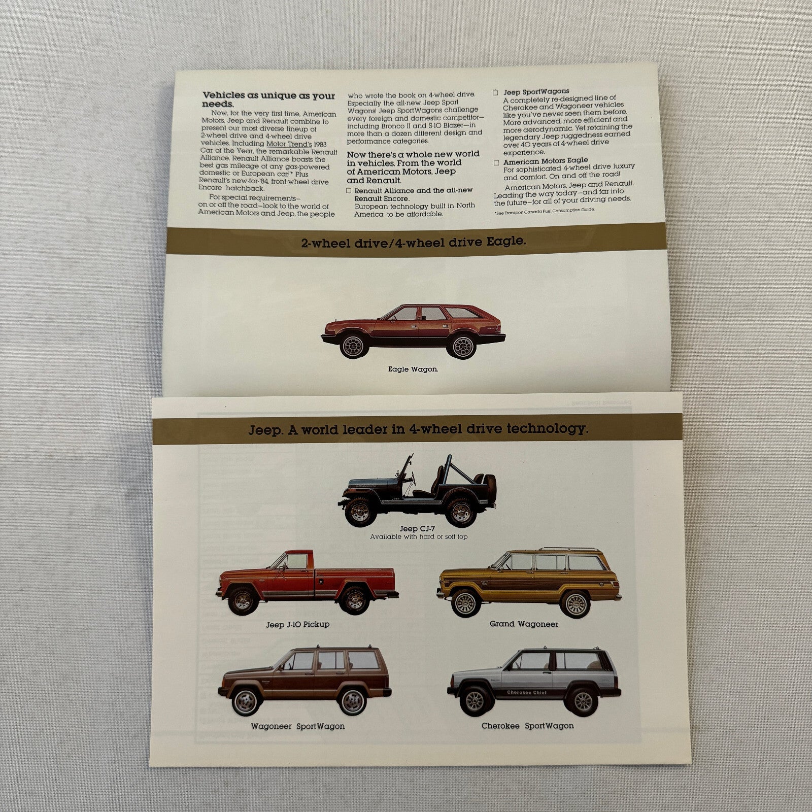 American Motors Jeep and Renault Sales Brochure Catalog Eagle CJ-7 Wagoneer +