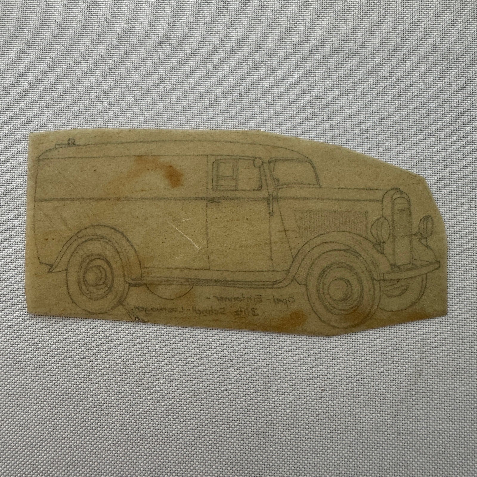 Vintage Illustration Opel Delivery Van Hand Drawn Drawing Sketch Art Germany