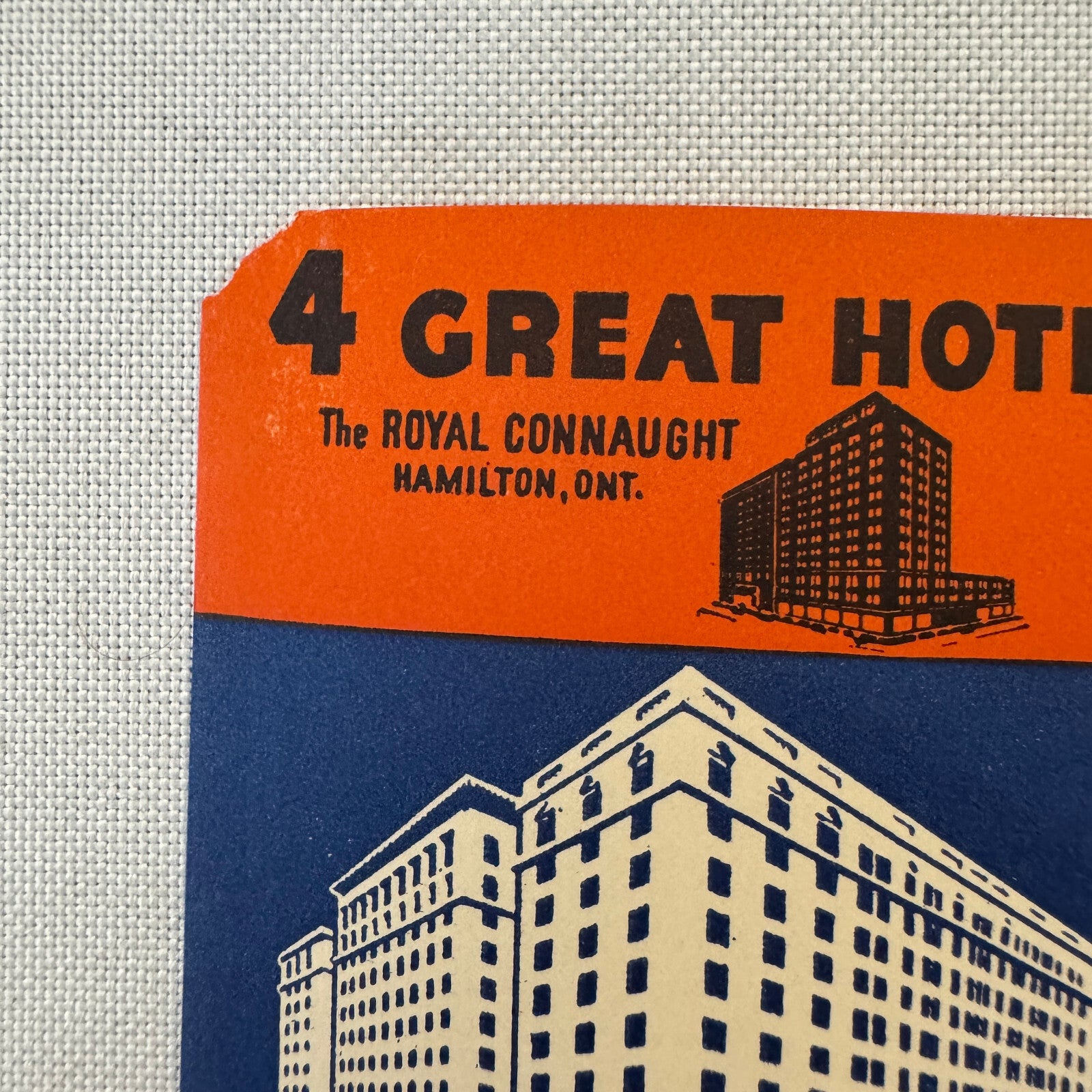 Vintage Hotel Travel Label Mount Royal Hotel Montreal Quebec Canada Canadian