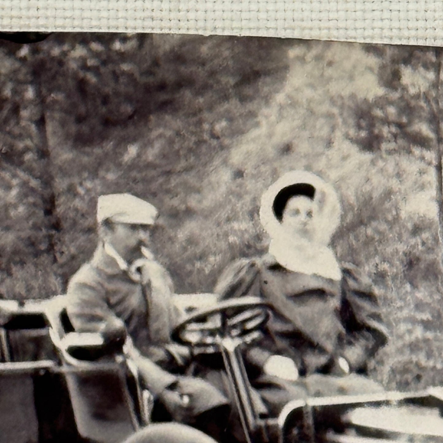 Vintage Photograph Photo Antique People in Early Automobile Car Man Woman