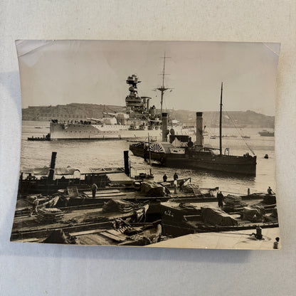 Vintage Military Ship Photo Photograph Print HMS Queen Elizabeth Battleship 1936