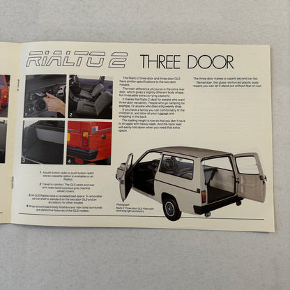 Reliant Rialto 2 Car Sales Brochure Catalog Advertising 3 Wheel