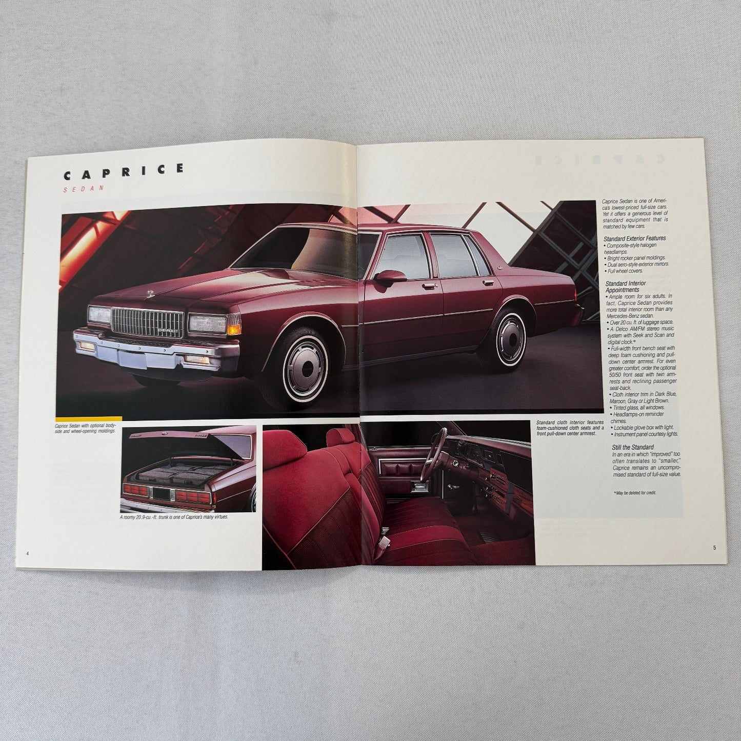 1988 Chevrolet Caprice Car Sales Brochure Catalog Brougham Wagon Sedan
