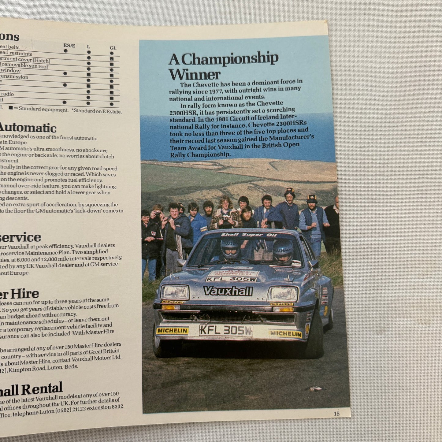 1982 Vauxhall Chevette Car Sales Brochure Catalog Advertising UK Market