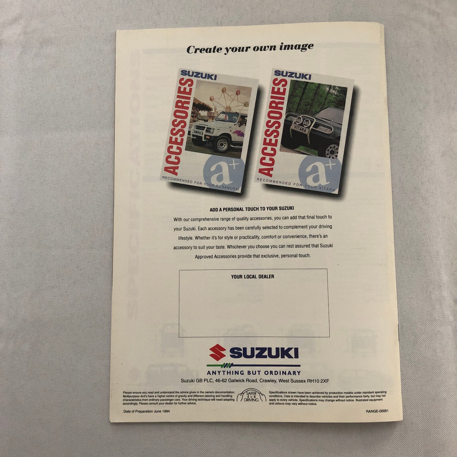 1994 Suzuki Sales Brochure Catalog Capuccino Vitara Swift Samurai Supercarry
