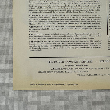 Rover 3 Litre Saloon Mark II and Coupe Sales Brochure Catalog Vintage
