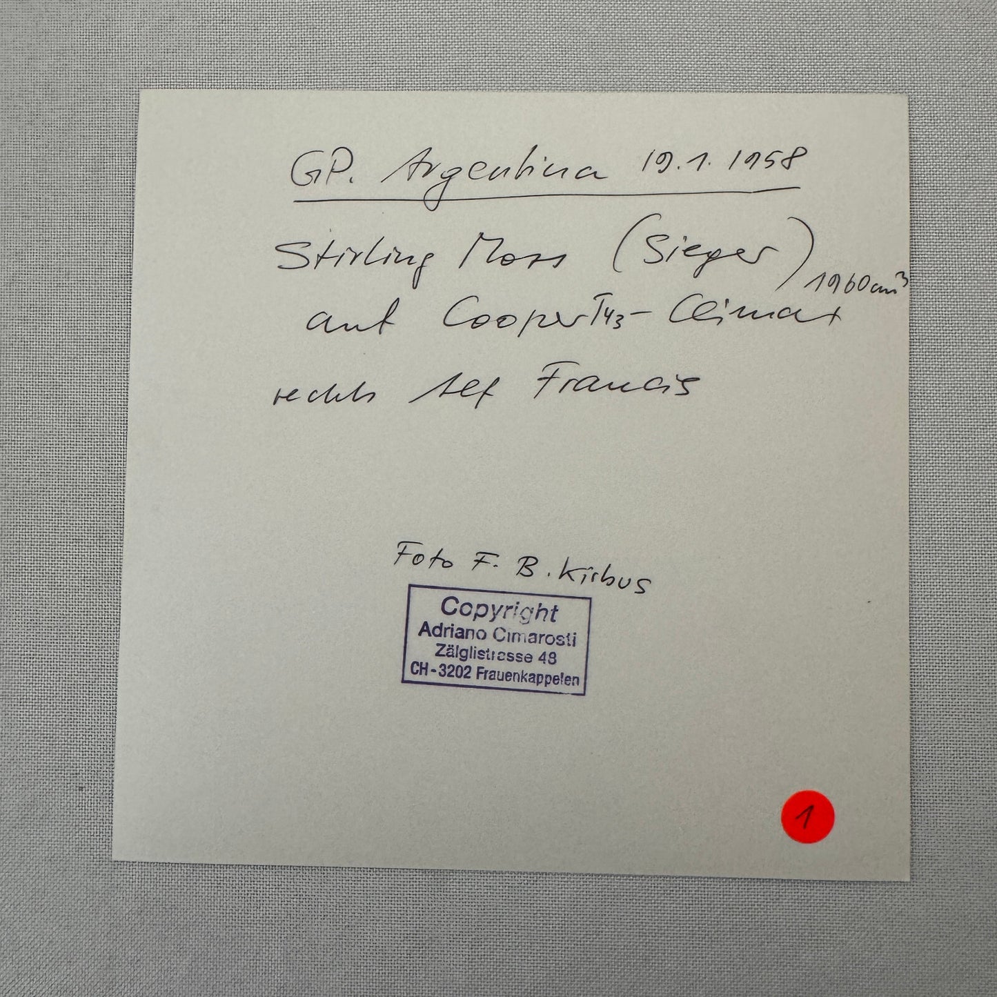 Stirling Moss Copper Climax T43 Argentine Grand Prix Racing Photo Photograph