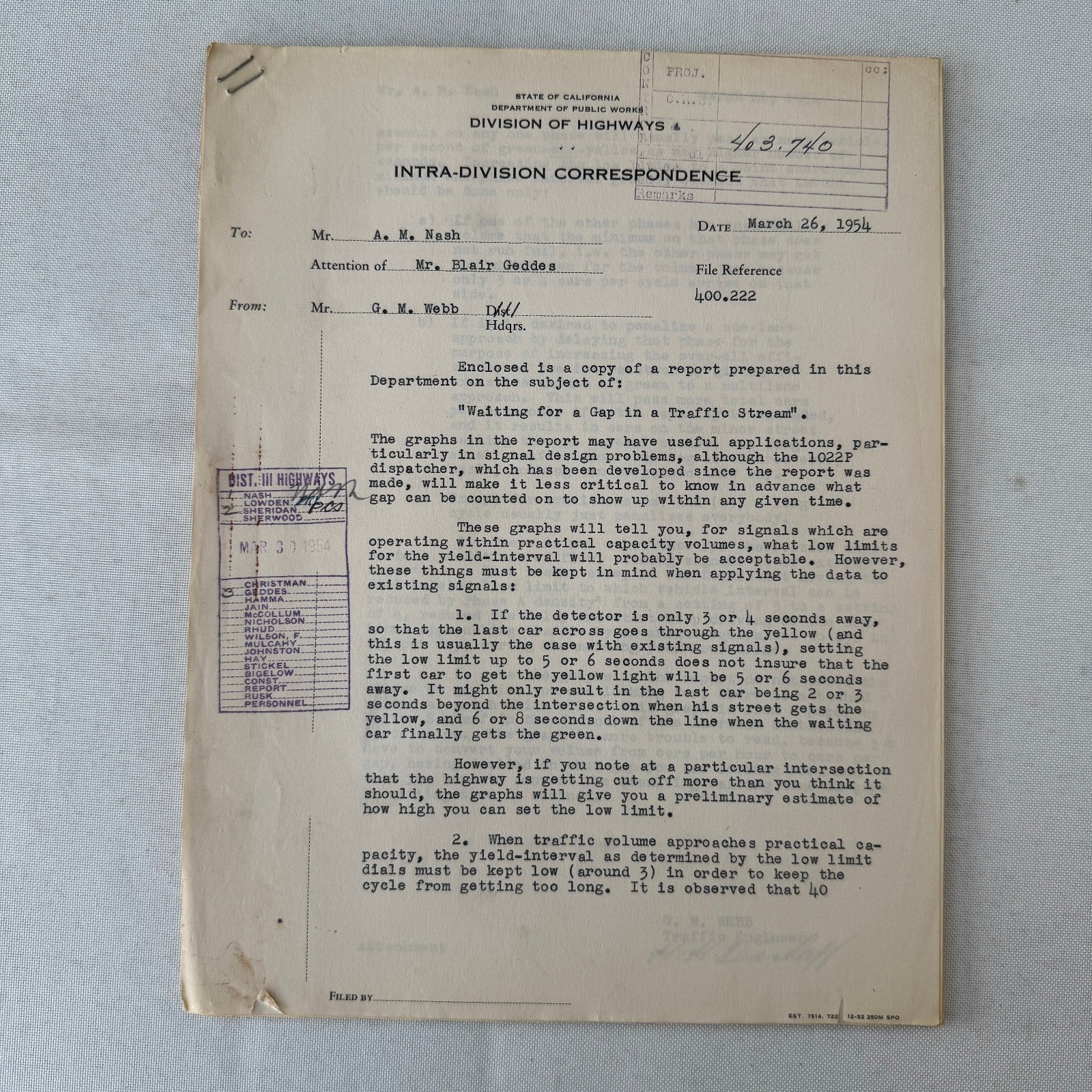 1954 California Traffic Study Civil Engineering Road Construction Documents