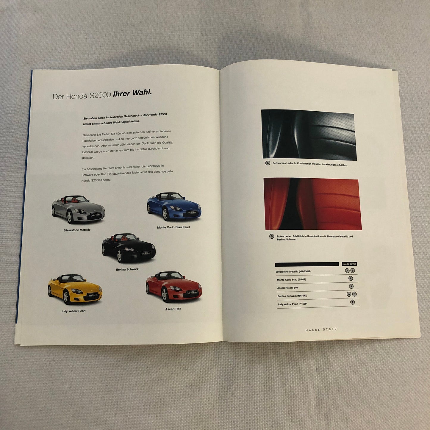 Honda S2000 Car Sales Brochure GERMAN Text European Market