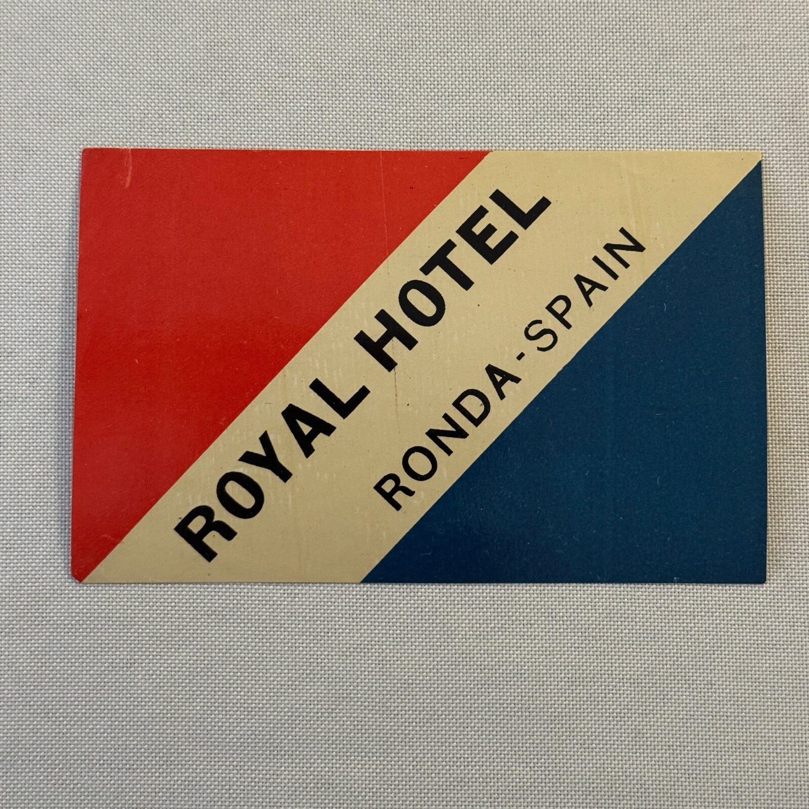 Vintage Hotel Travel Luggage Label Royal Hotel Ronda Spain Espana Spanish