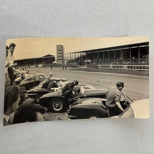 Vintage Racing Photograph Drivers Running Start Jaguar E Type Car Motorsport