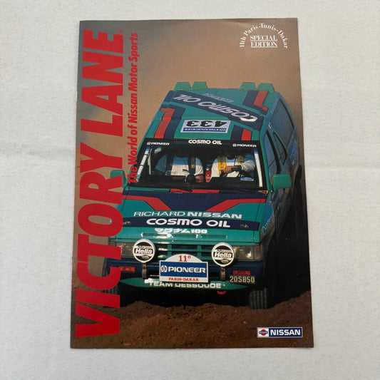 1989 Nissan Motorsports Factory Magazine Brochure Paris Dakar Rally Rallye