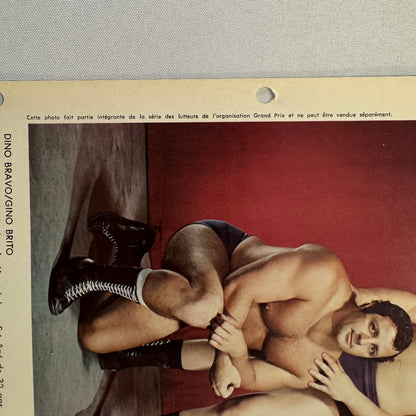 Vintage Wrestling Print Insert Dino Bravo Gino Brito Quebec French 1973