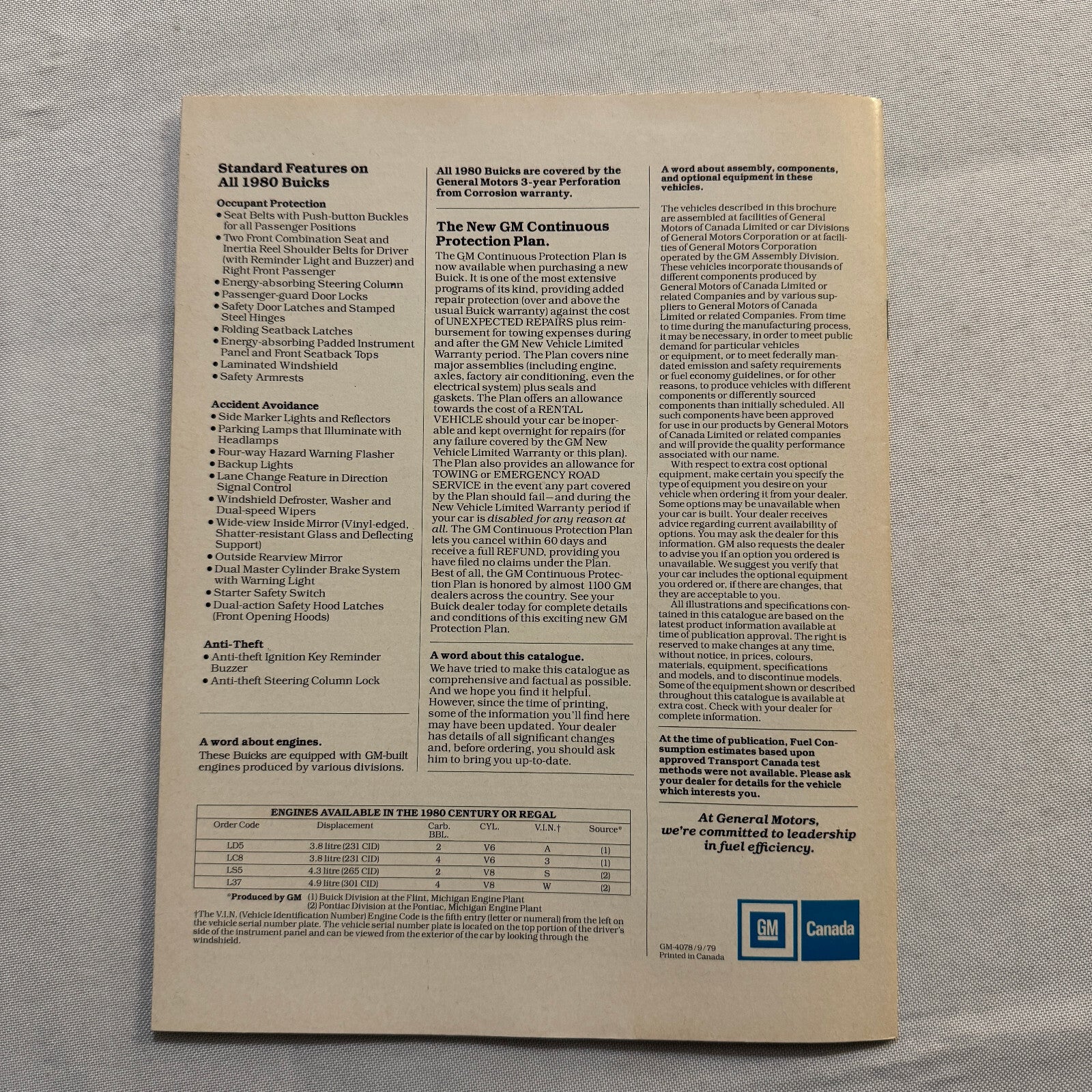 1980 Buick Regal and Century Car Sales Brochure Catalog Advertising
