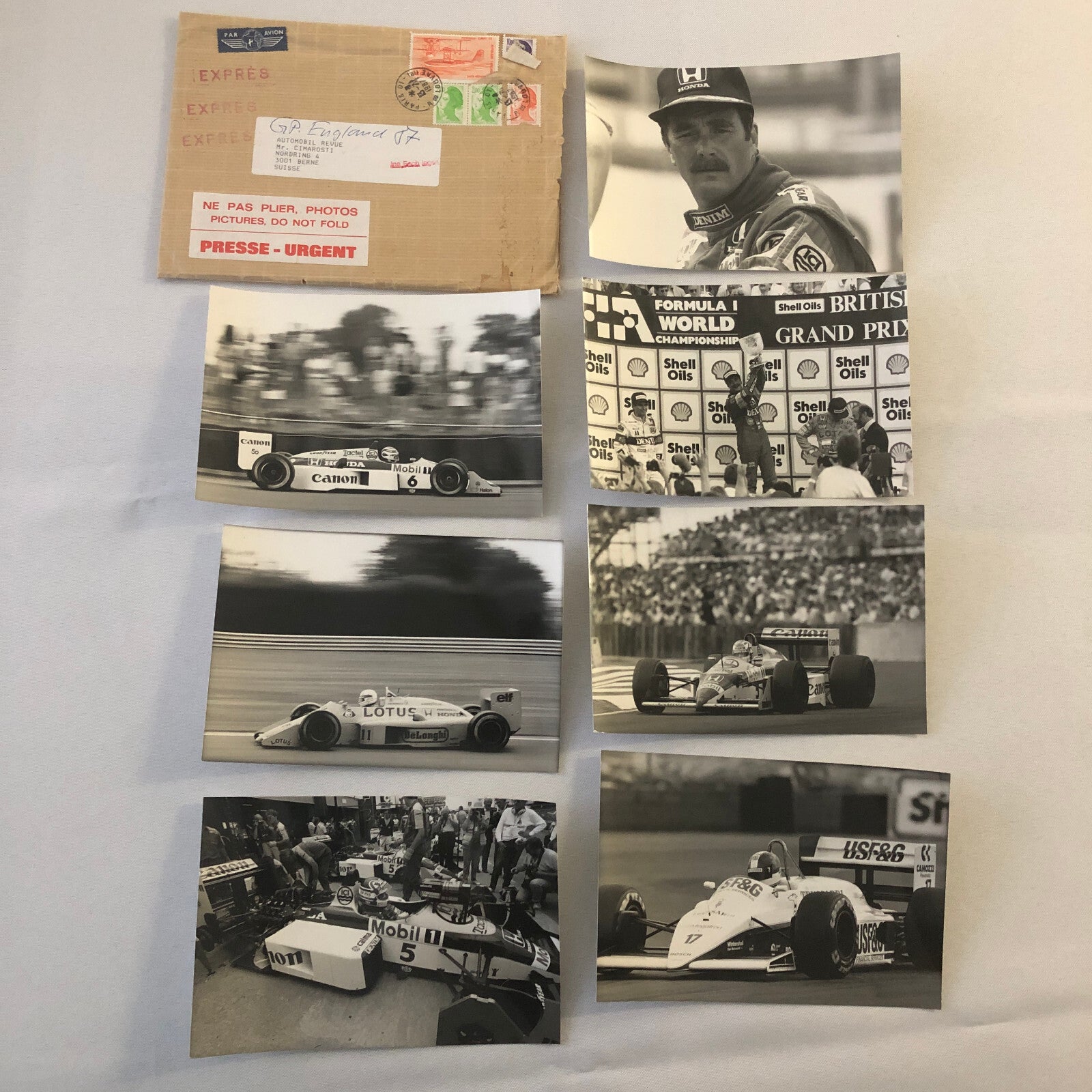 1987 Formula One F1 Racing Photo Lot of 7 Nigel Mansell Lotus Honda Car +