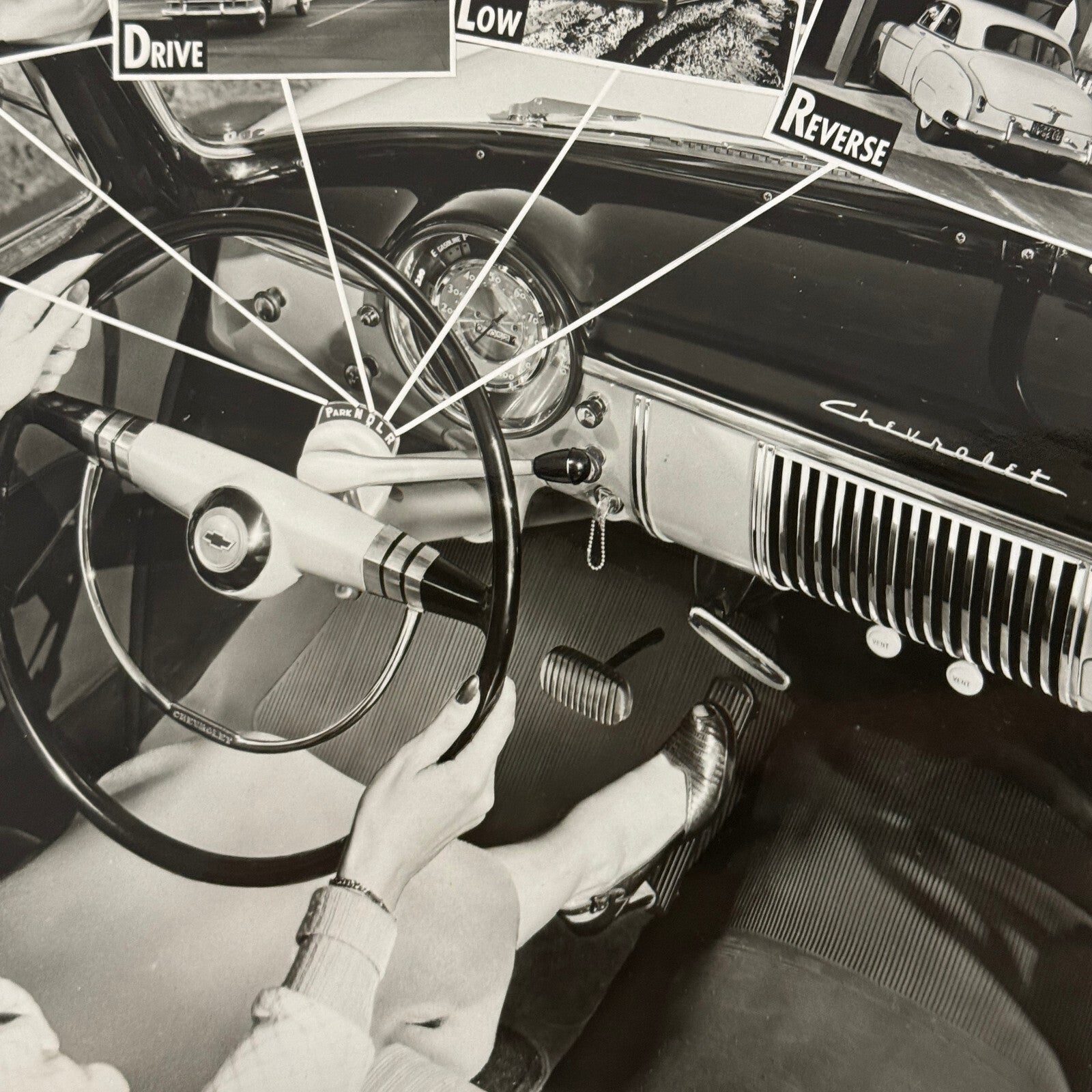 1950 Chevrolet Powerglide Driving Control Factory Press Photo Photograph Vintage