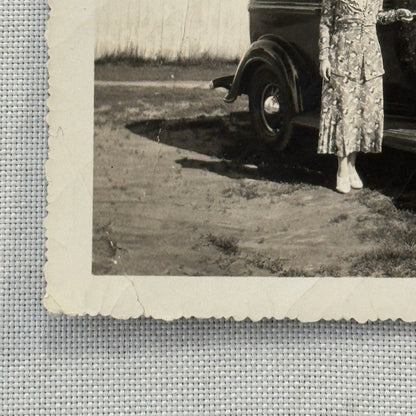 Vintage Car Automobile Snapshot Photo Photograph Woman with Car DS24 Quebec