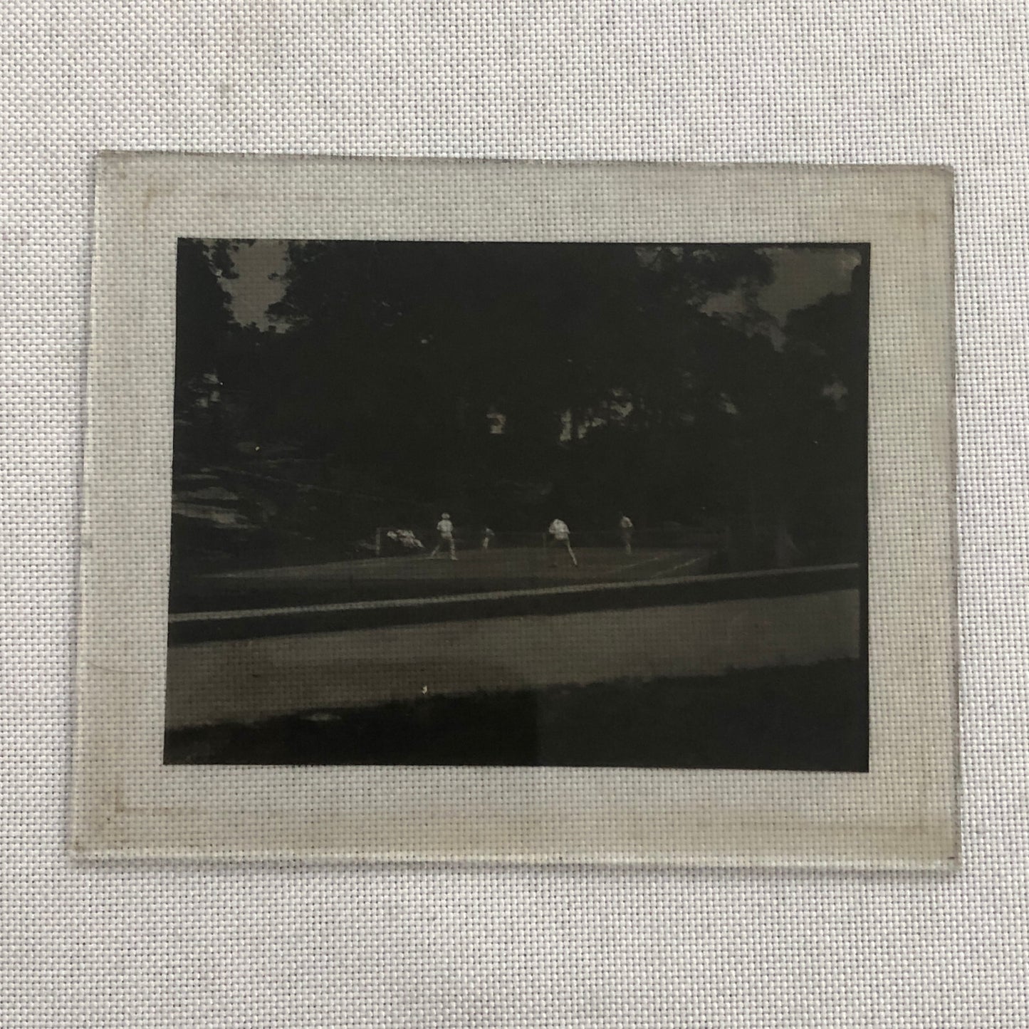 Antique Glass Plate Lantern Slide Photo Tennis Players on Court
