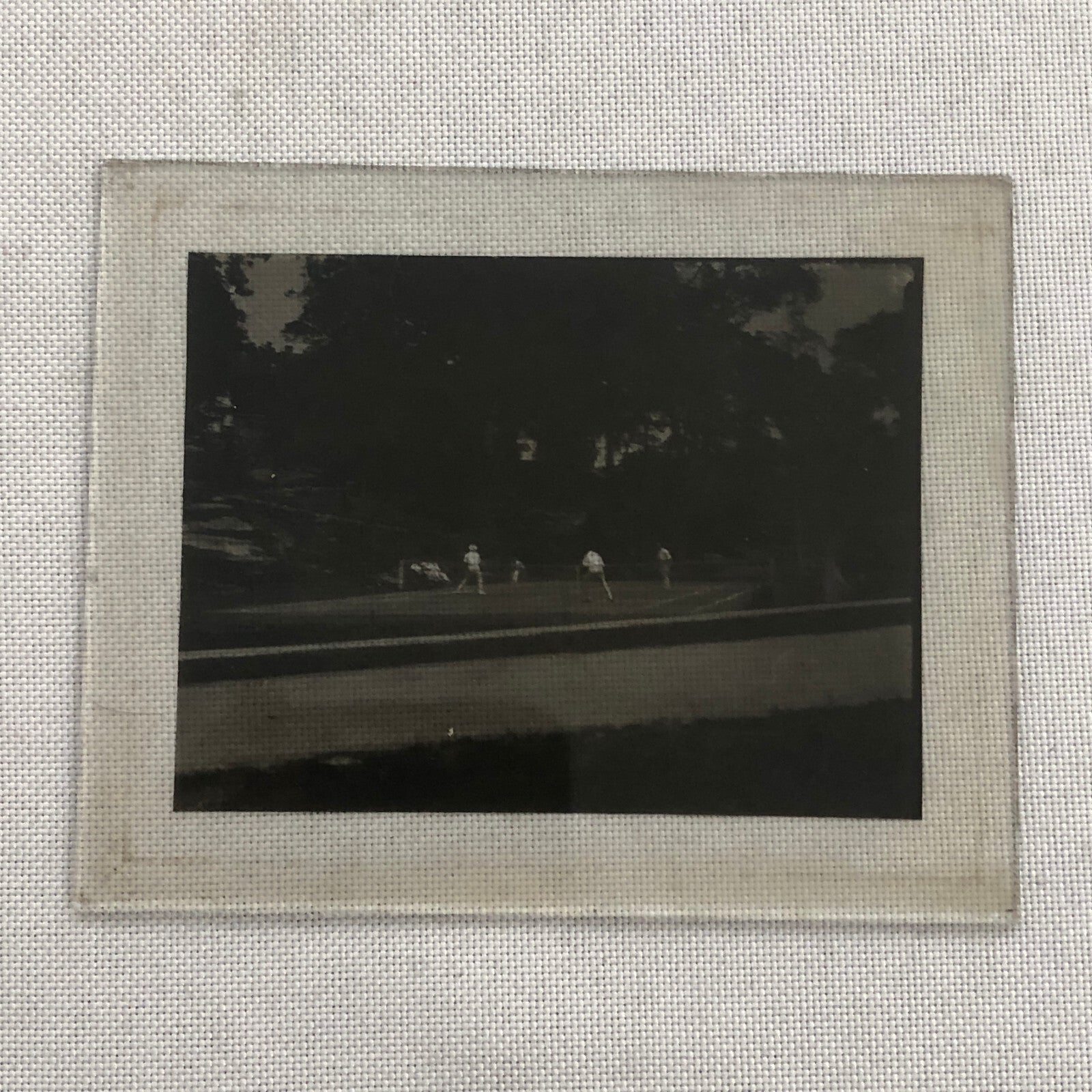 Antique Glass Plate Lantern Slide Photo Tennis Players on Court