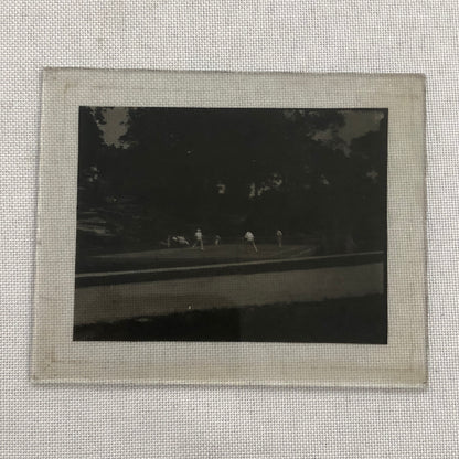 Antique Glass Plate Lantern Slide Photo Tennis Players on Court