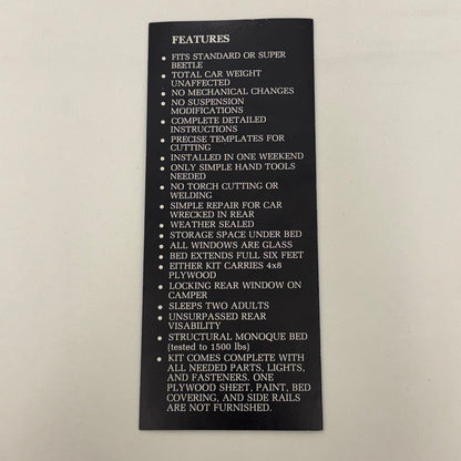 Vintage Kit Car Brochure Domus Flatback Volkswagen Beetle Pickup Conversion VW