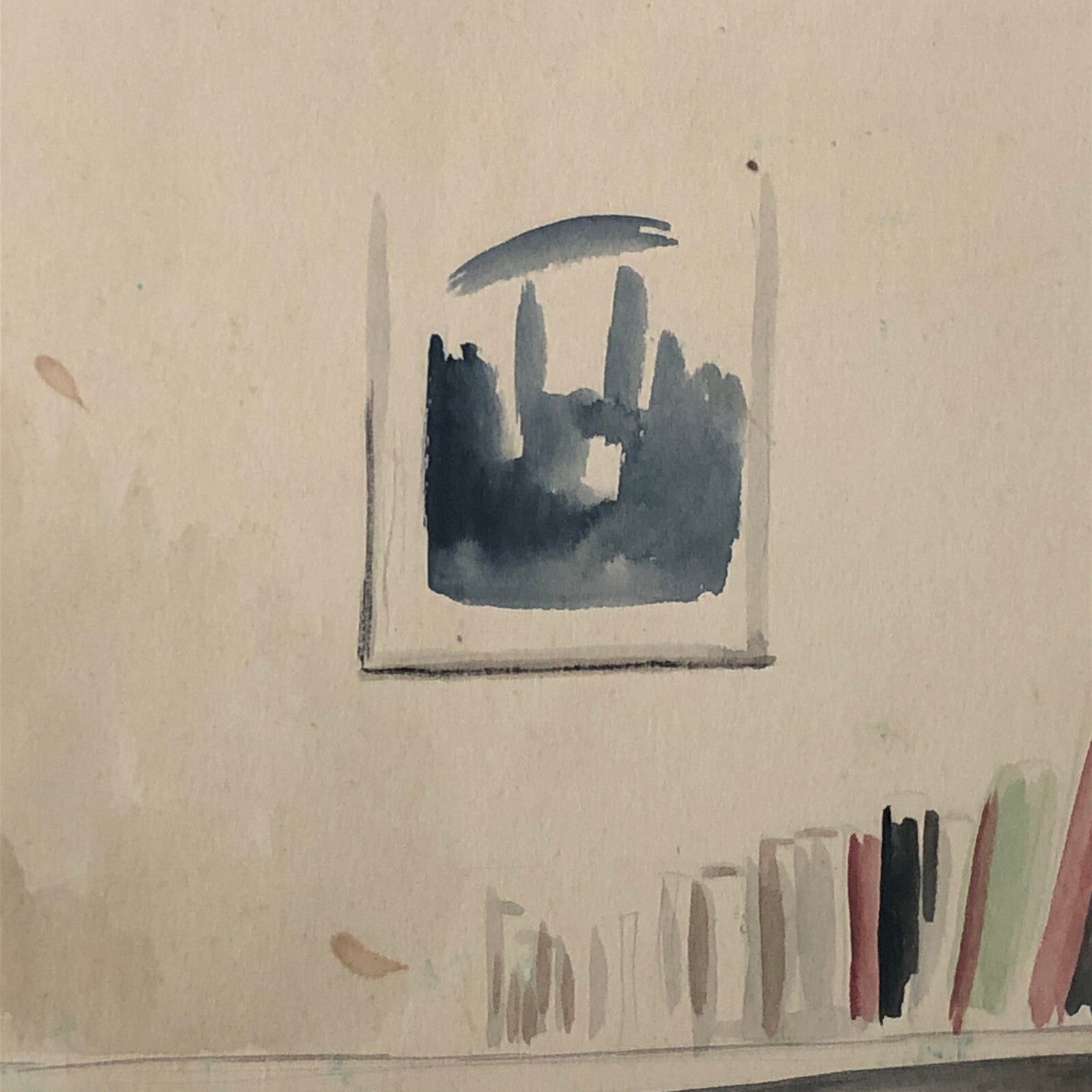 Vintage Painting Art Artwork Artist Arthur E Sudler Chair Fireplace Books