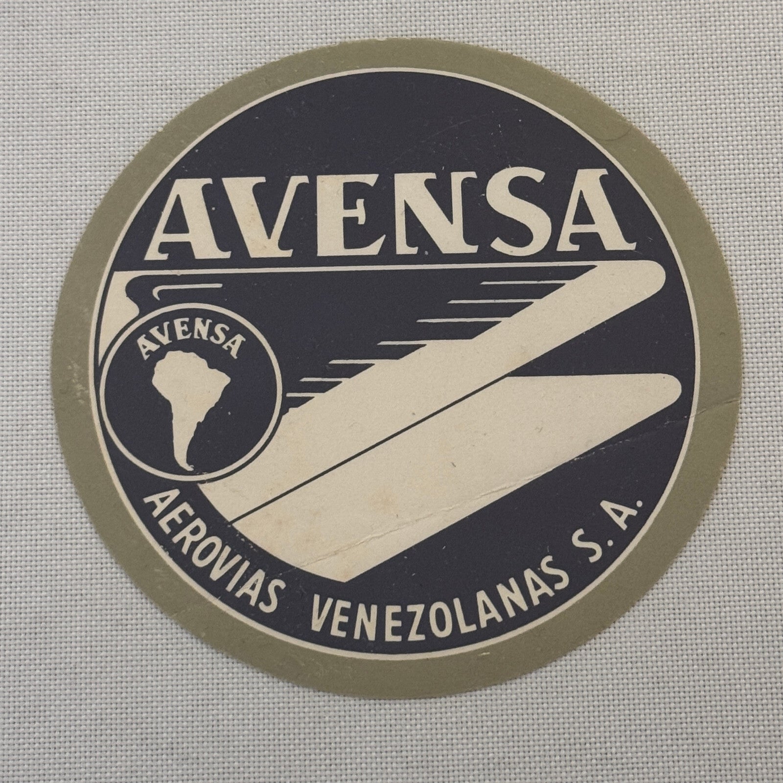 Vintage Venezuela Airline Airplane Label Avensa Aerovias Venezolanas Aircraft