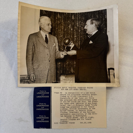 Press Photo Photograph Aviation Aircraft Speed Record 1932 G.H. Stainforth