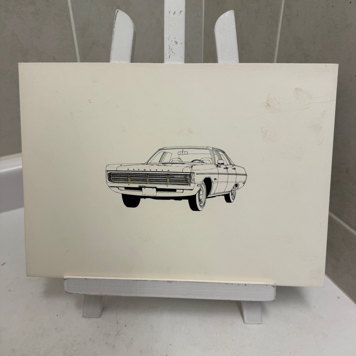 Vintage Plymouth Car Illustration Art Drawing Hand Drawn Robert Preis Vintage