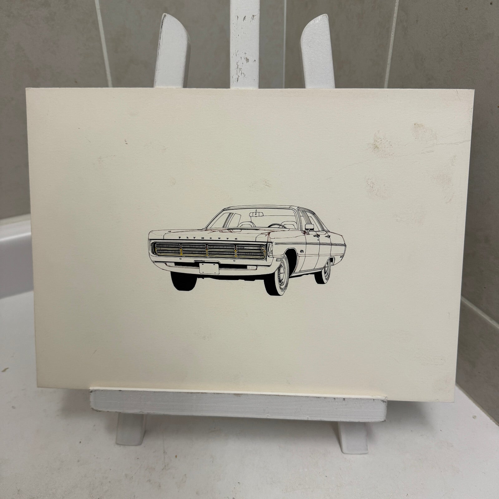 Vintage Plymouth Car Illustration Art Drawing Hand Drawn Robert Preis Vintage
