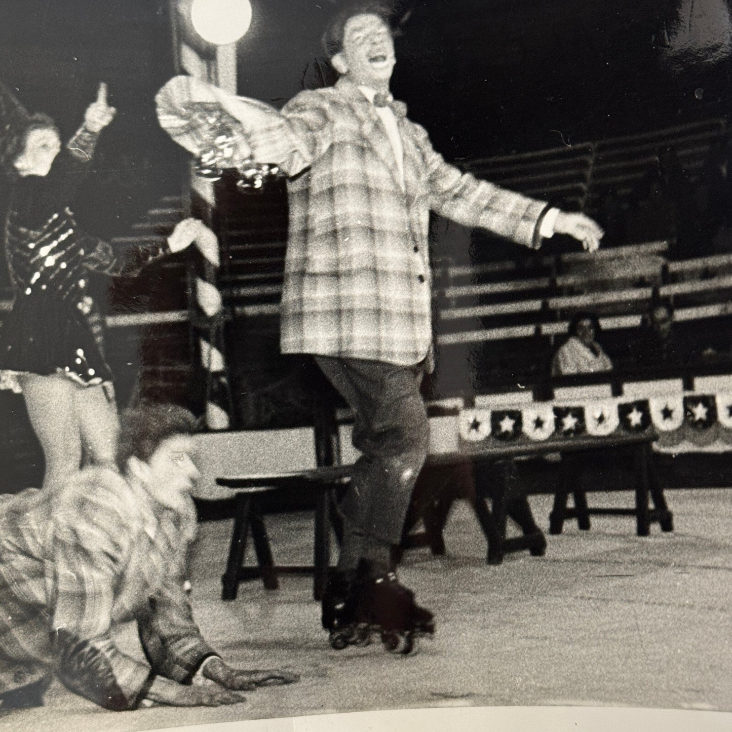 Circus Roller Skating Act Photo Photograph Print Vintage 3 Miehes