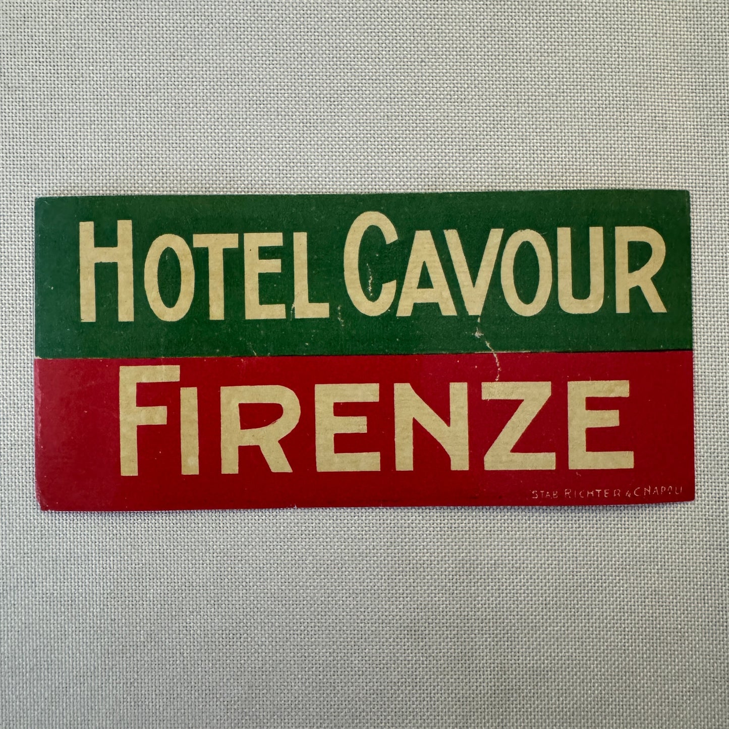 Vintage Hotel Travel Luggage Label Hotel Cavour Firenze Florence Italy Italian