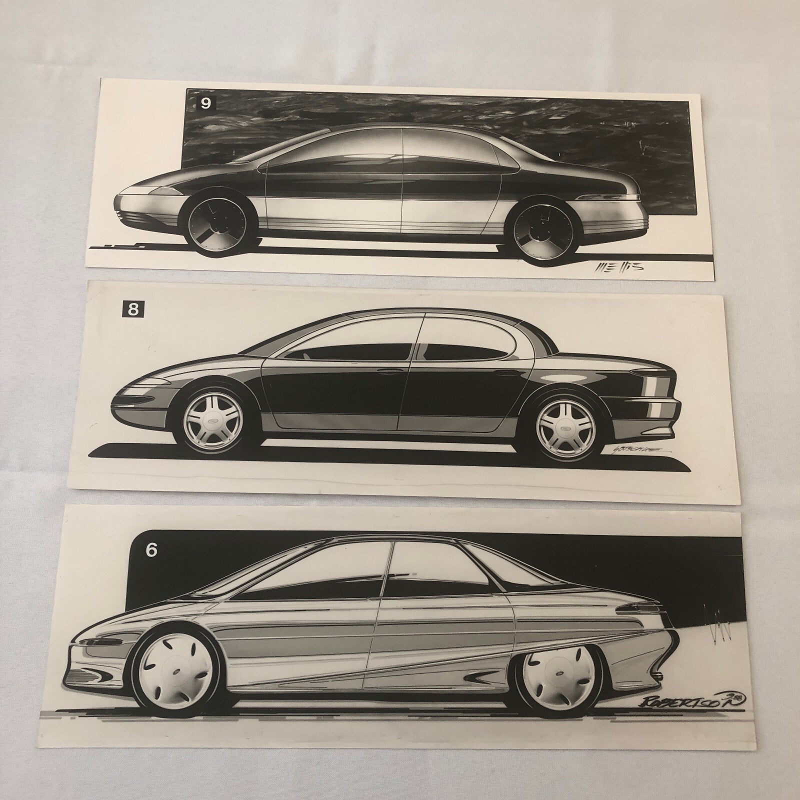 Vintage Car Design PRINT Concept Rendering Germany Ford Lot of 14x