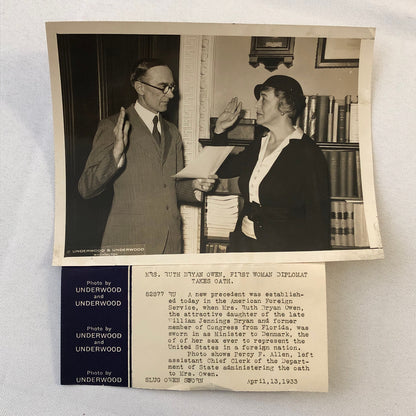 Press Photo Photograph Portrait First American Female Diplomat 1933 Denmark Oath