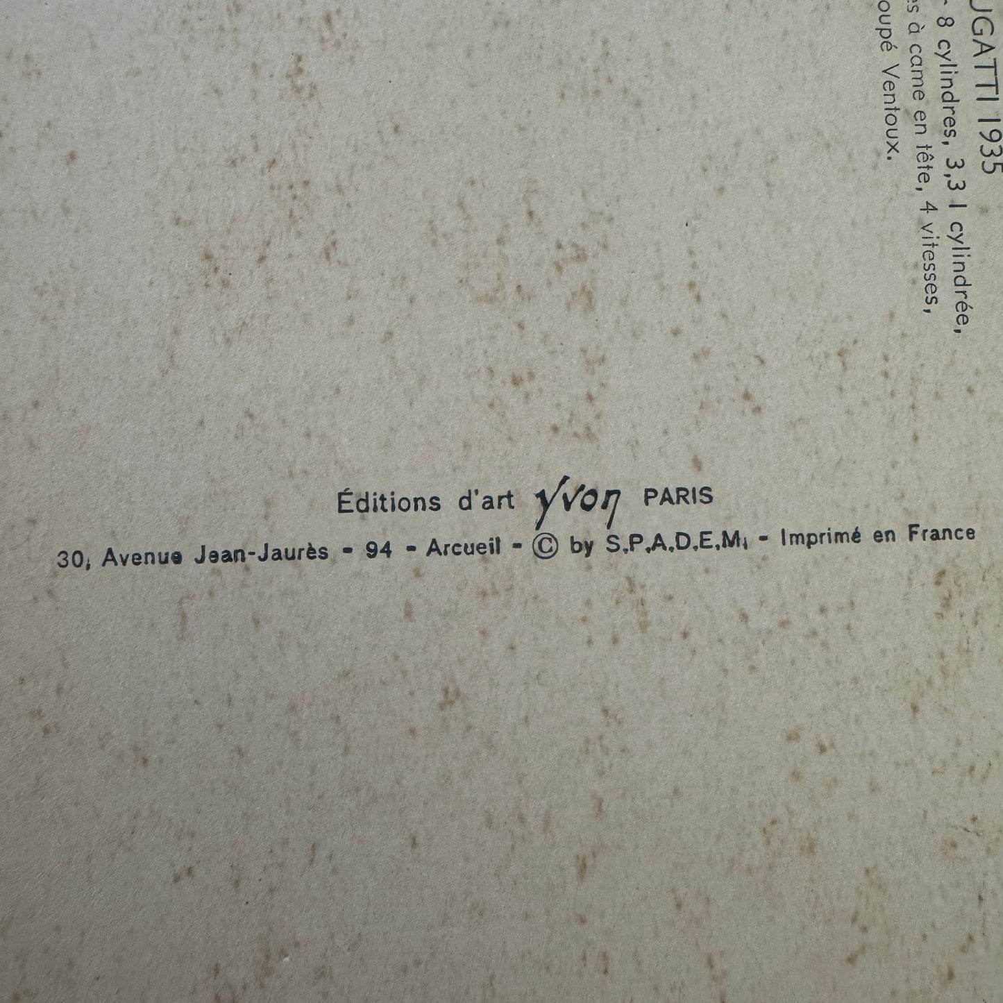 1935 Bugatti Coupe Ventoux Car Automobile Vintage Postcard Post Card